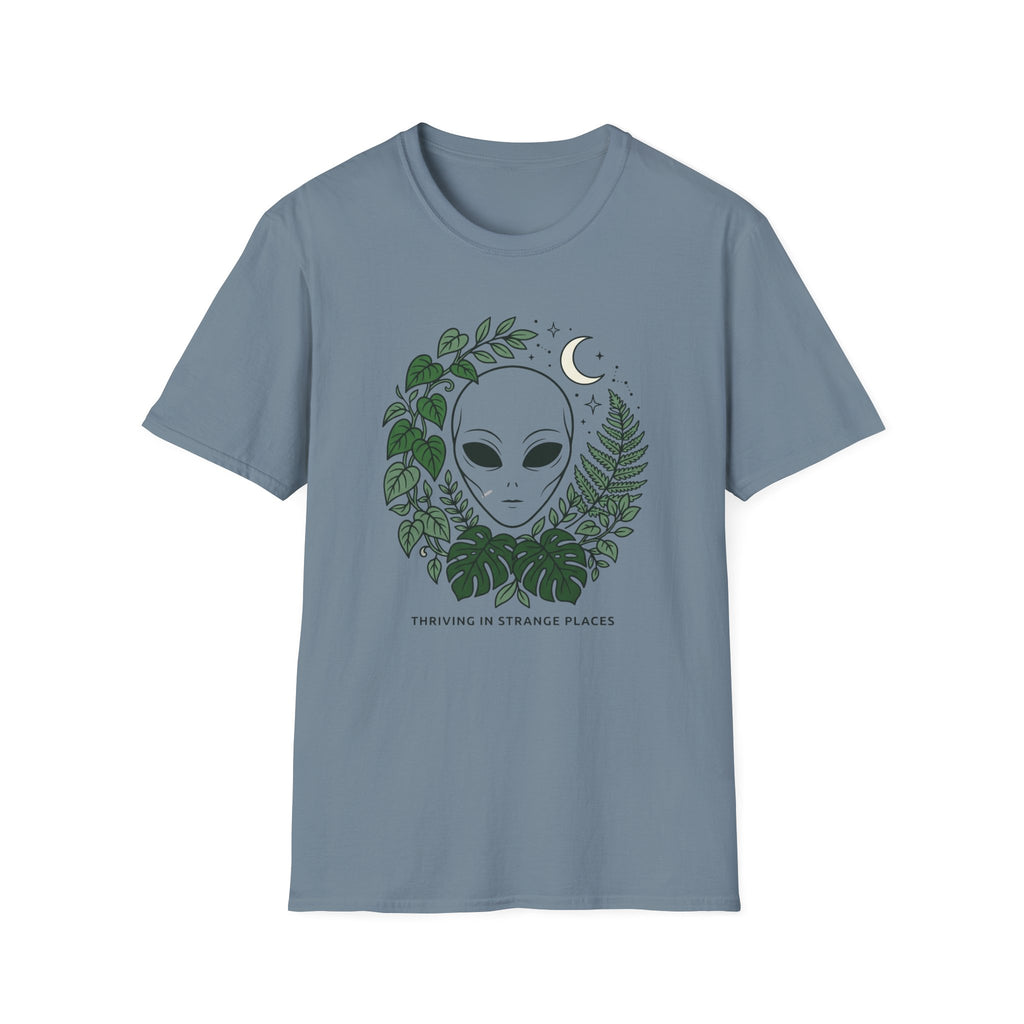 Alien Plant Lover T-Shirt  “Visiting Strange Places” Botanical UFO Tee