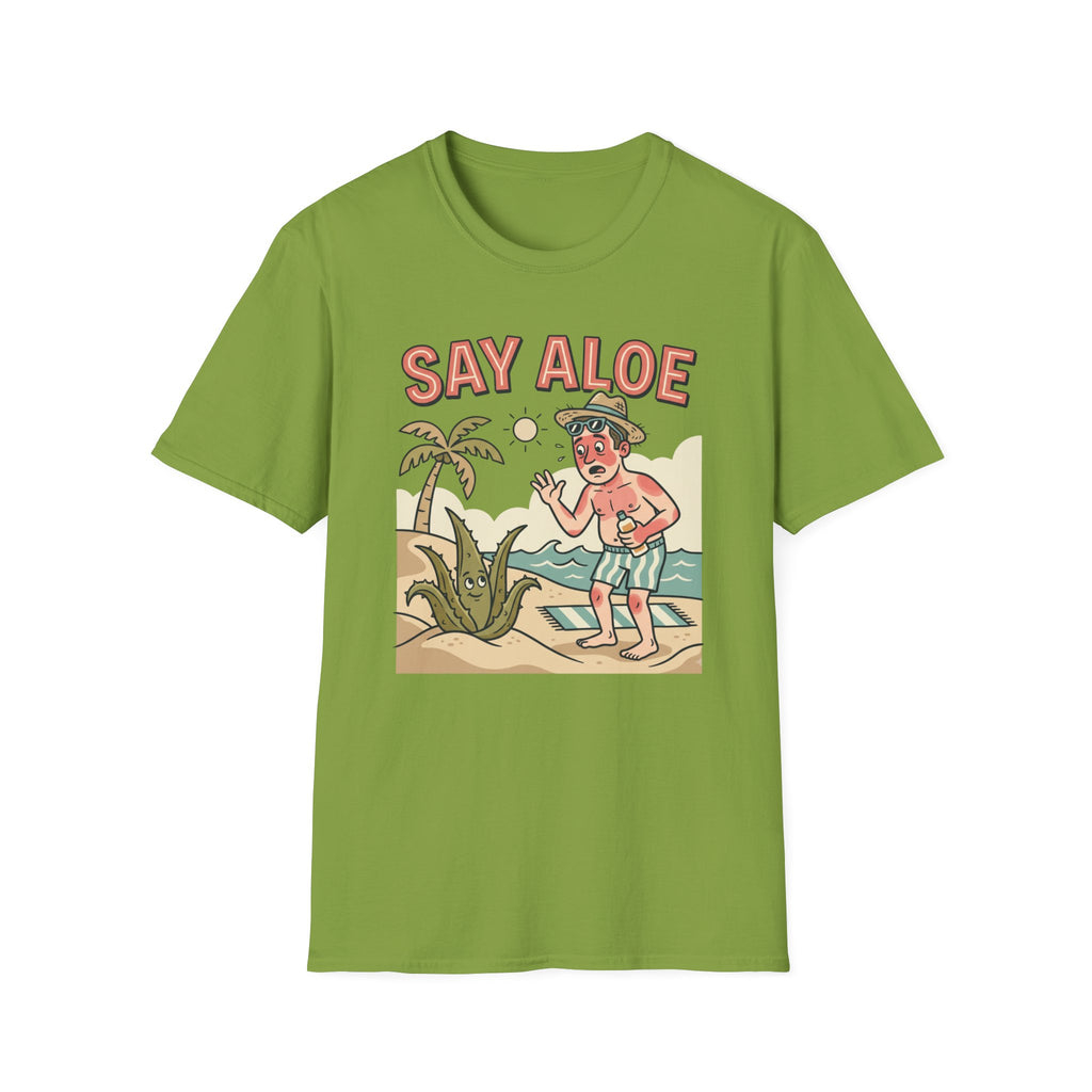 Say Aloe Plant T-Shirt Funny Sunburn Aloe Vera Beach