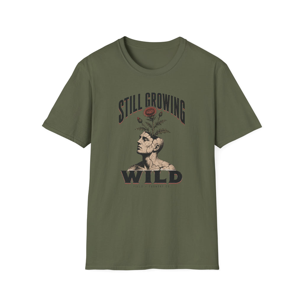 Still Growing Wild T-Shirt — Botanical Head Illustration Motivational Tee