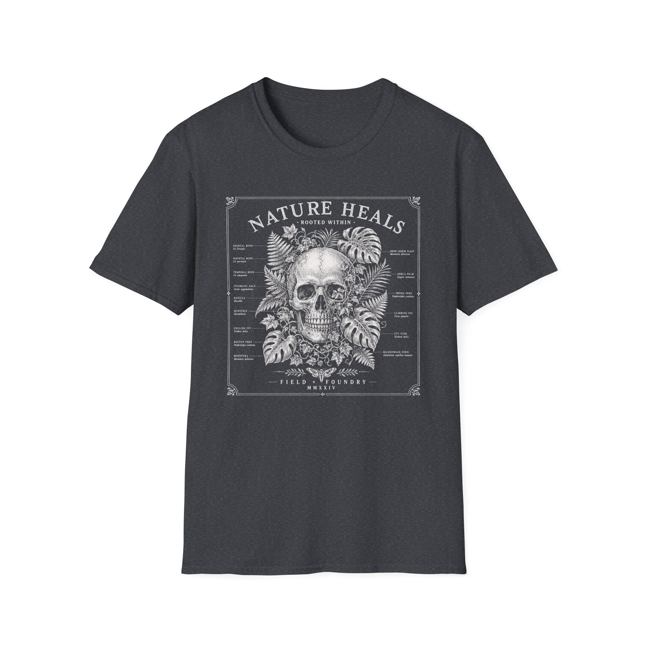 Nature Heals Skull Tee Botanical Skull Graphic T-Shirt