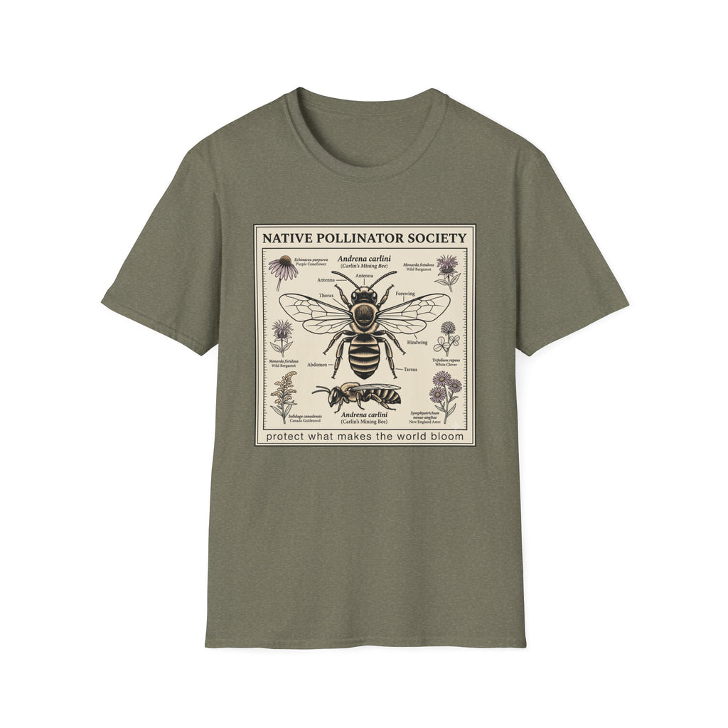 Native Pollinator Society T-Shirt — Bee & Wildflower Conservation Graphic Tee