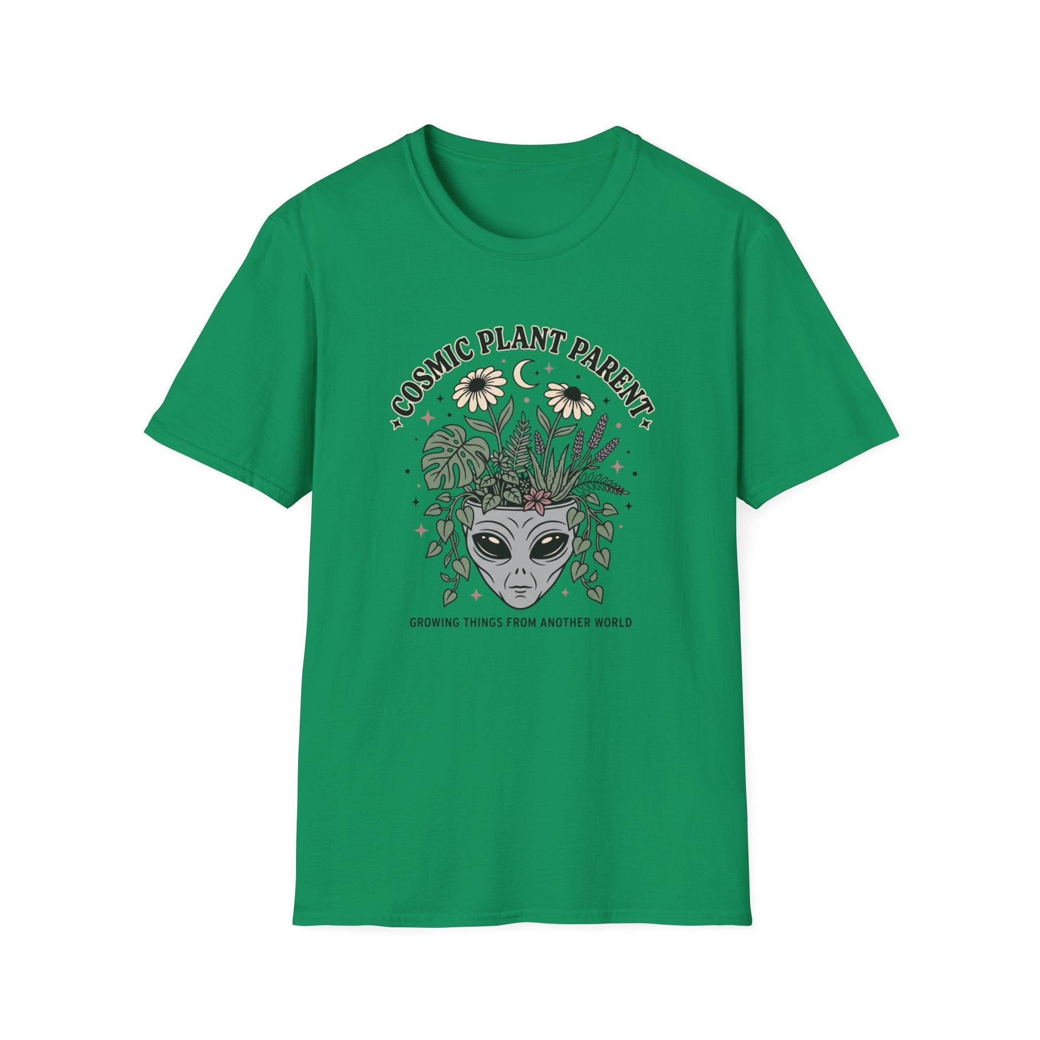 Cosmic Plant Parent T-Shirt Whimsical Alien & Botanical Graphic