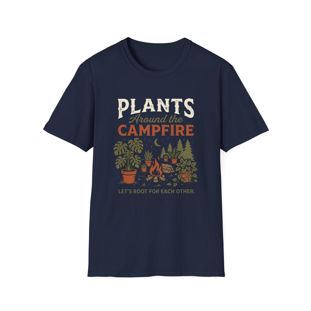 Plants Around the Campfire T-Shirt — Retro Camping Plant Lover Tee