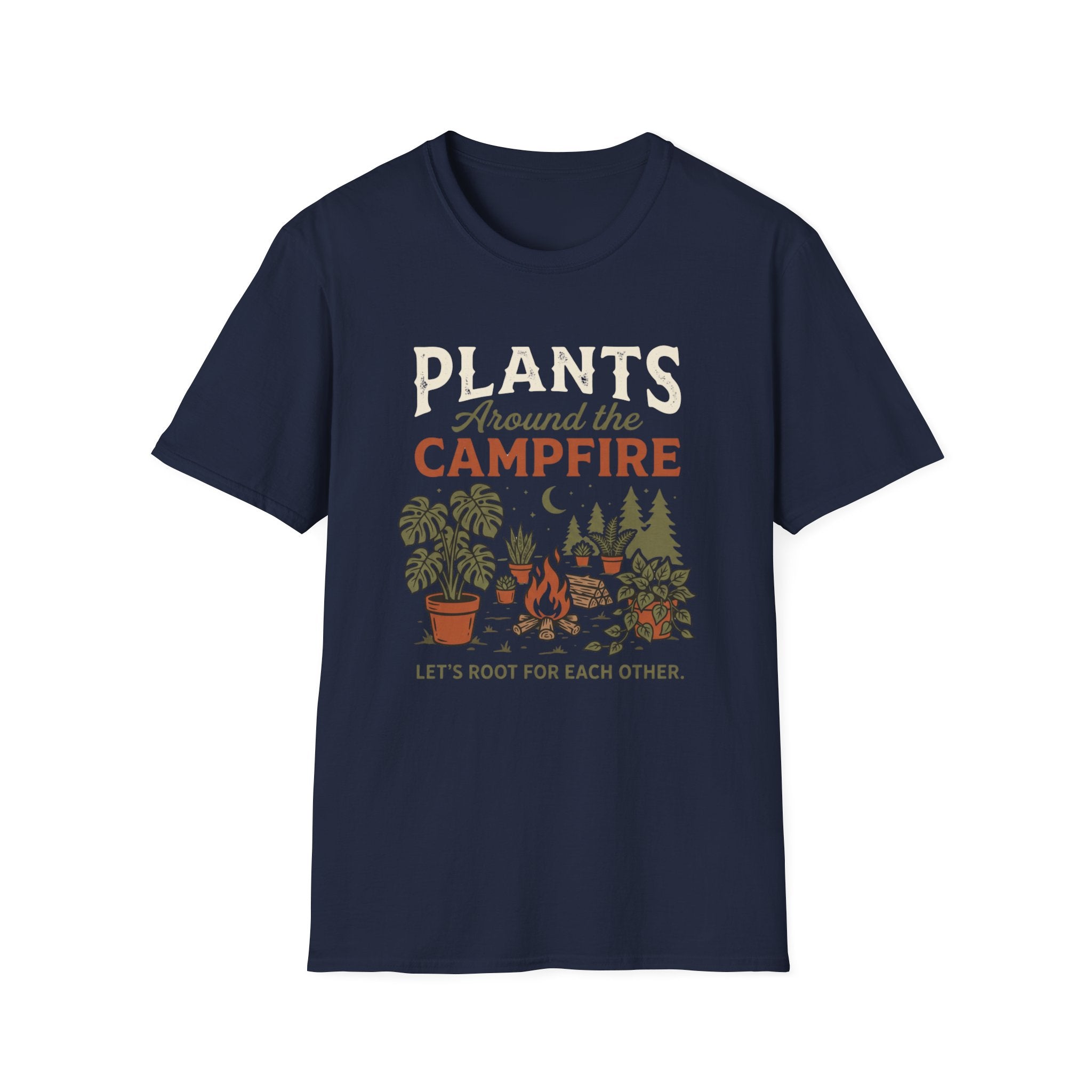 Plants Around the Campfire T-Shirt — Retro Camping Plant Lover Tee