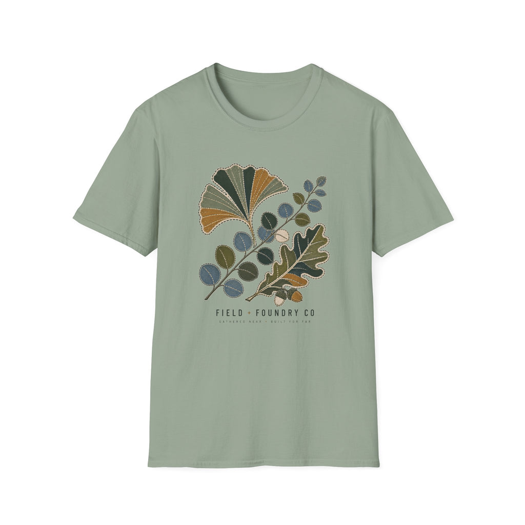 Embroidered Leaf Graphic T-Shirt