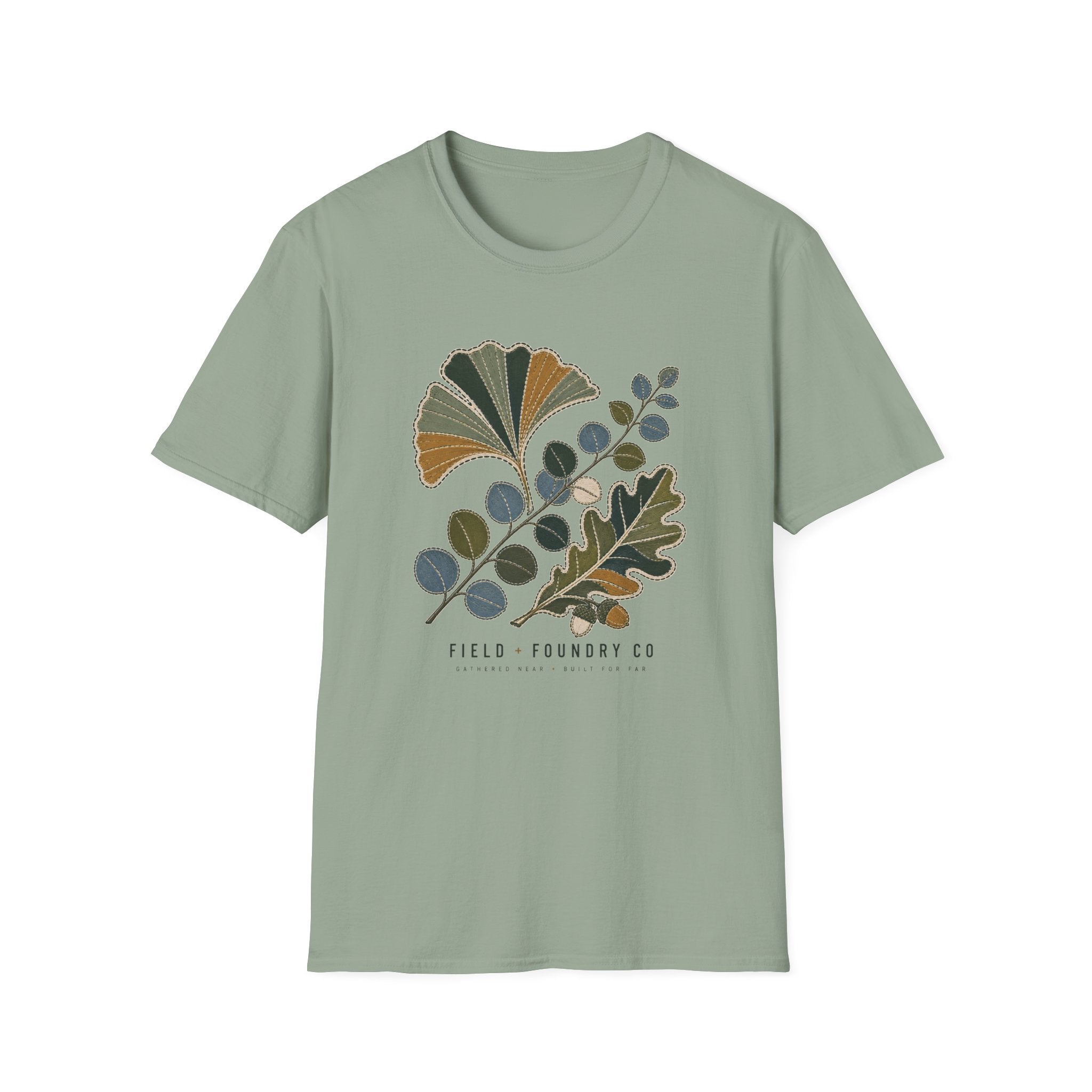 Embroidered Leaf Graphic T-Shirt