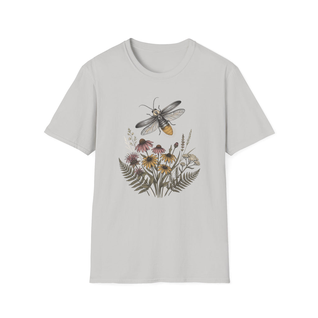 Bee & Wildflower T-Shirt Botanical Firefly Illustration Tee