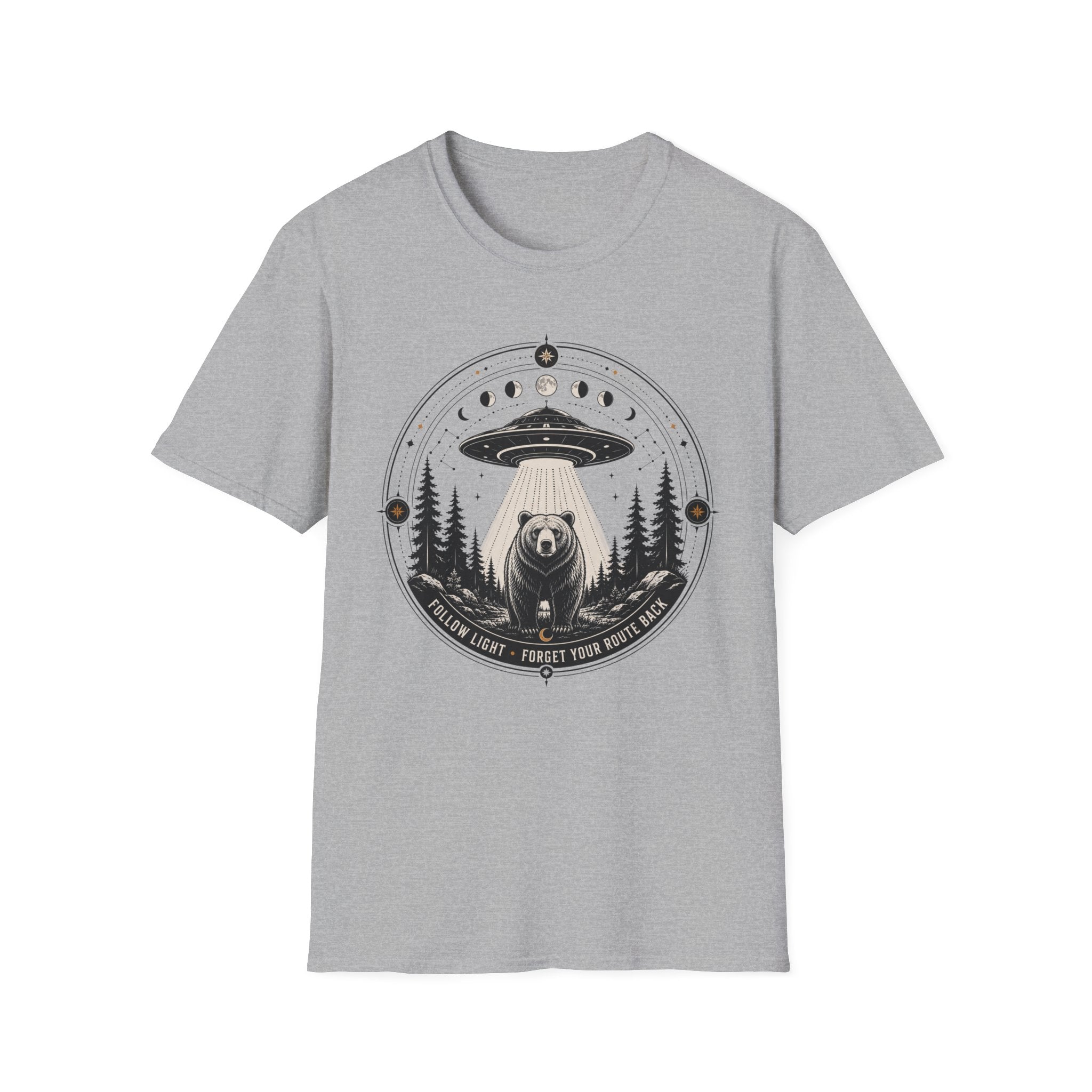 Bear & UFO T‑Shirt Celestial Forest Abduction Graphic Tee