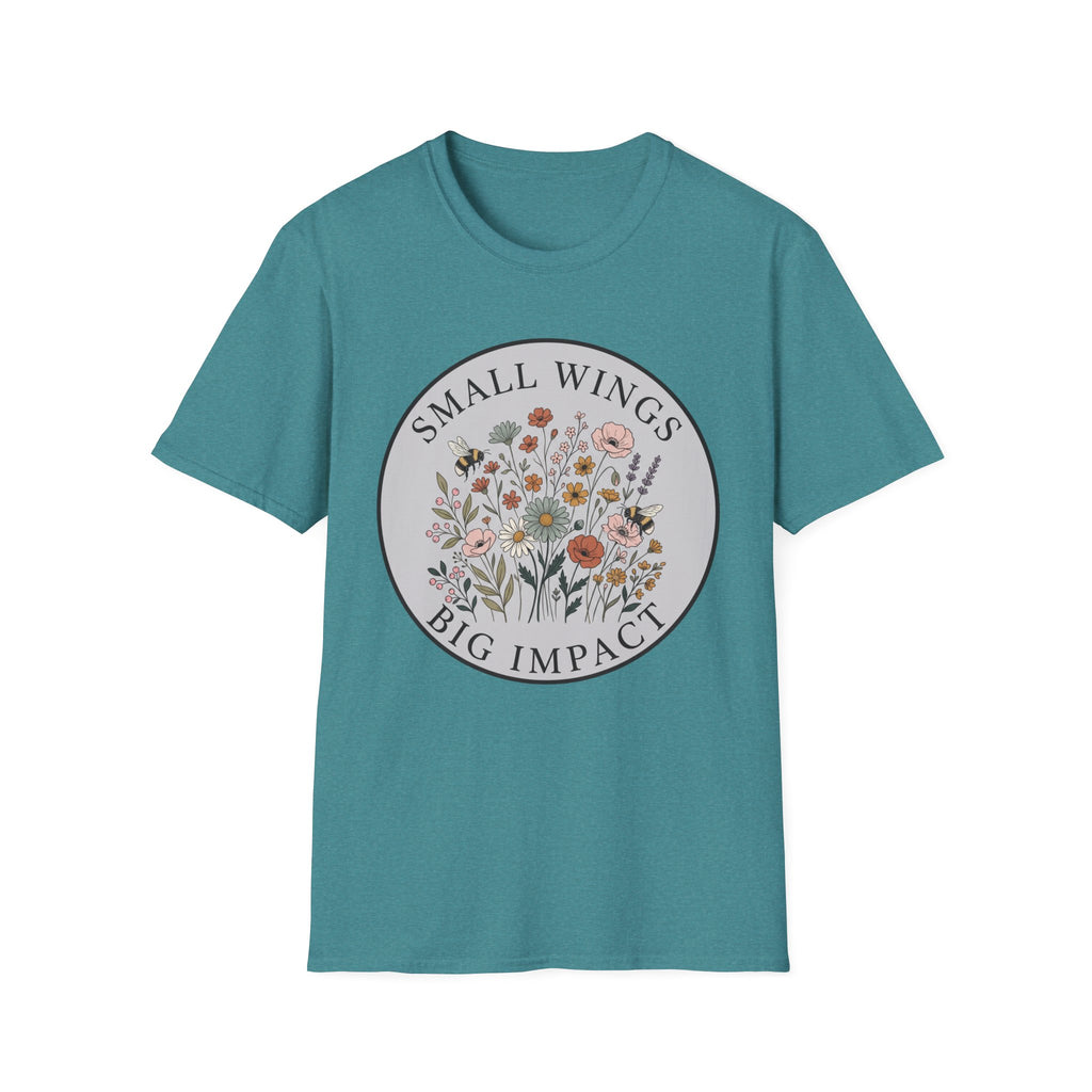 T-Shirt — "Small Wings Big Impact" Floral Graphic Tee
