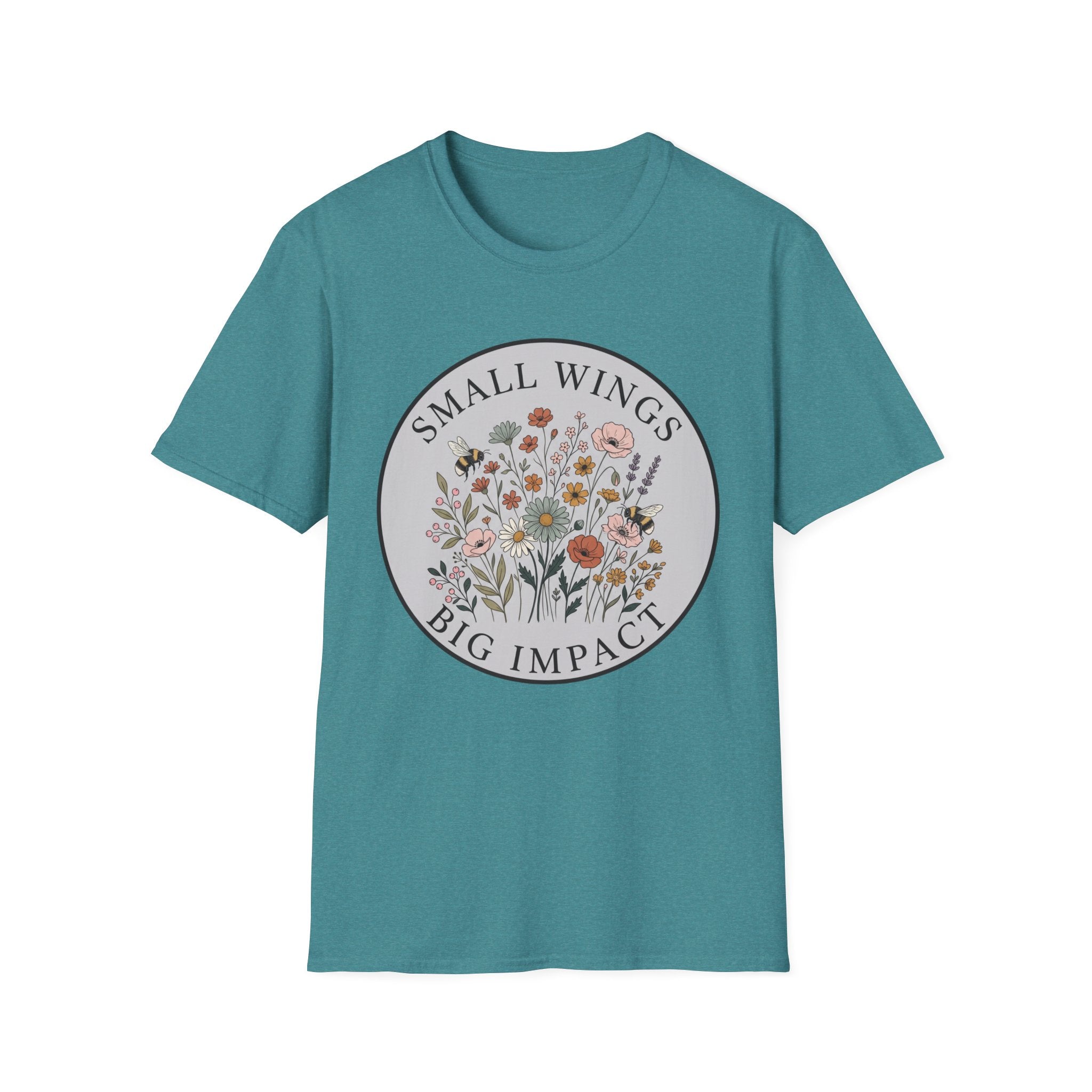 T-Shirt — "Small Wings Big Impact" Floral Graphic Tee