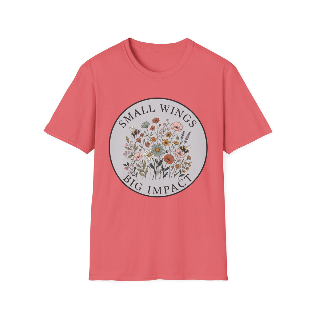 T-Shirt — "Small Wings Big Impact" Floral Graphic Tee