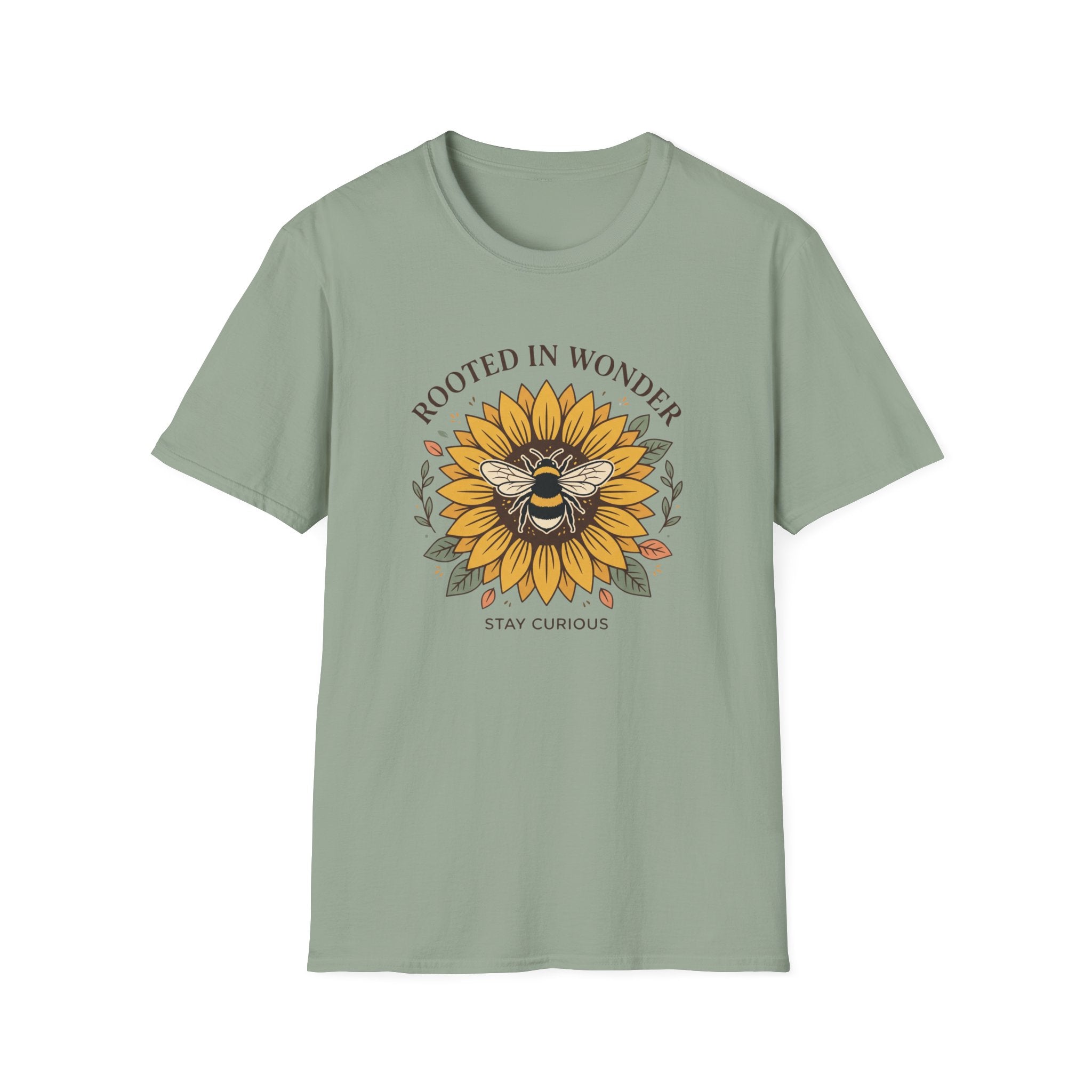 Sunflower Bee T-Shirt — "Rooted in Wonder" Botanical Graphic Tee