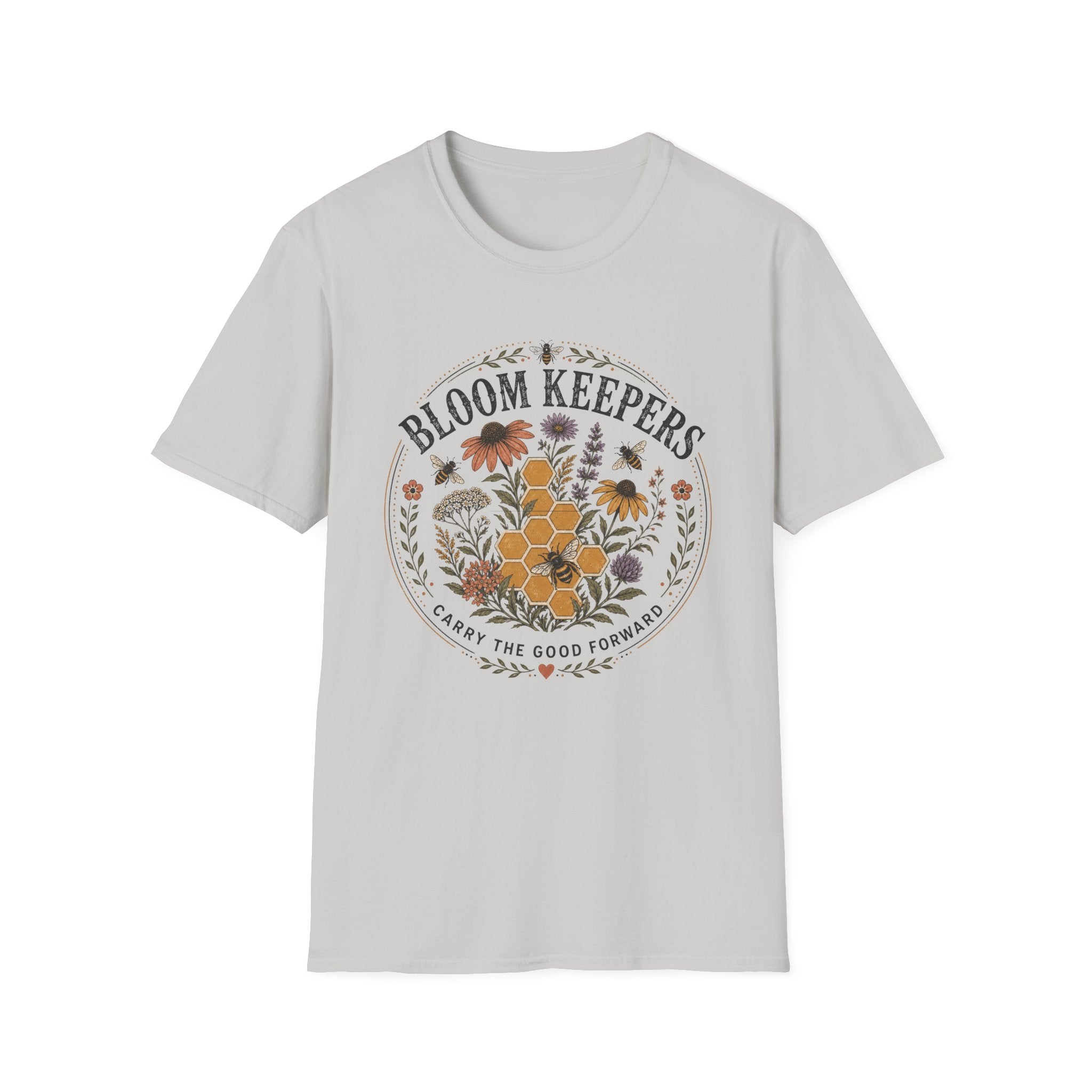 Bloom Keepers T-Shirt Floral Bee & Honeycomb Garden Tee