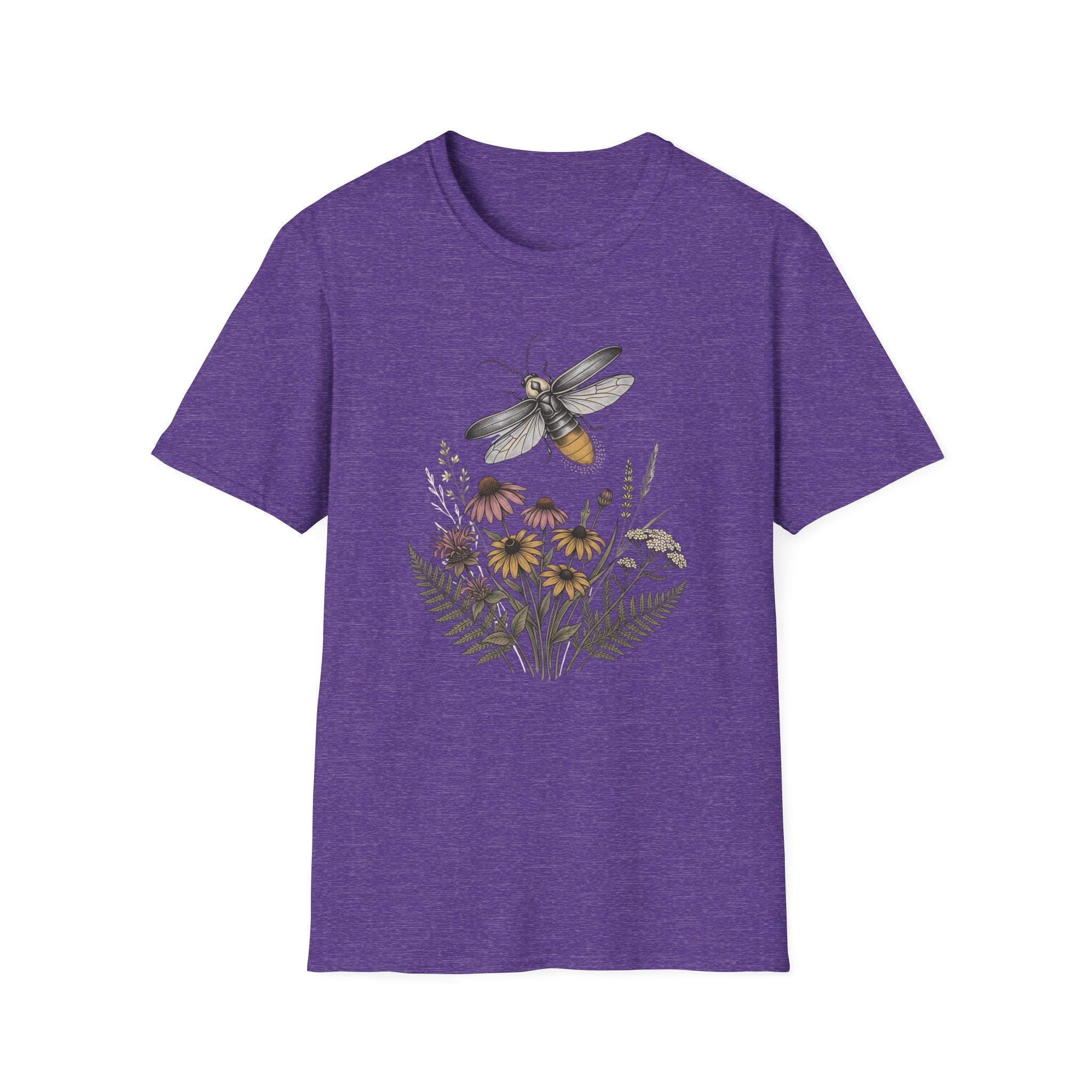 Bee & Wildflower T-Shirt Botanical Firefly Illustration Tee