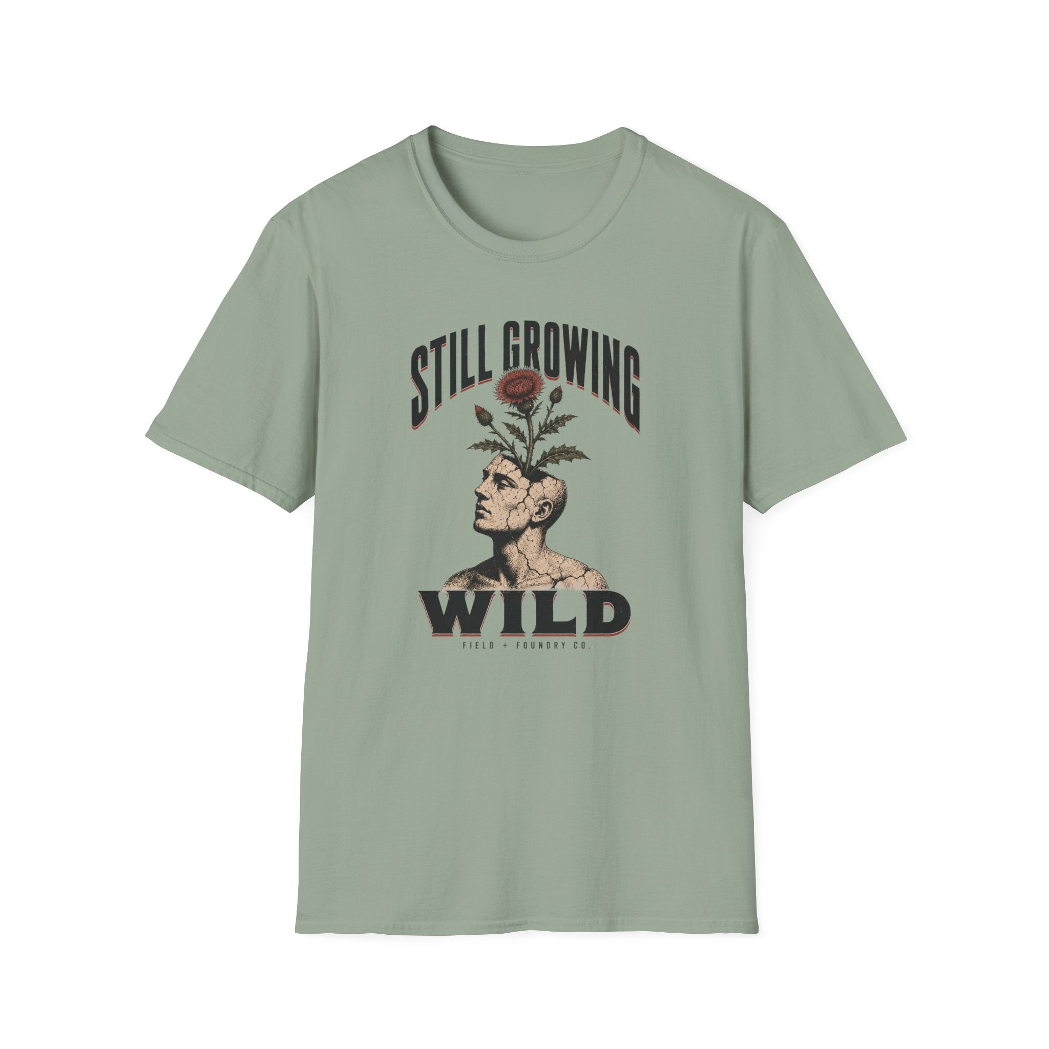 Still Growing Wild T-Shirt — Botanical Head Illustration Motivational Tee