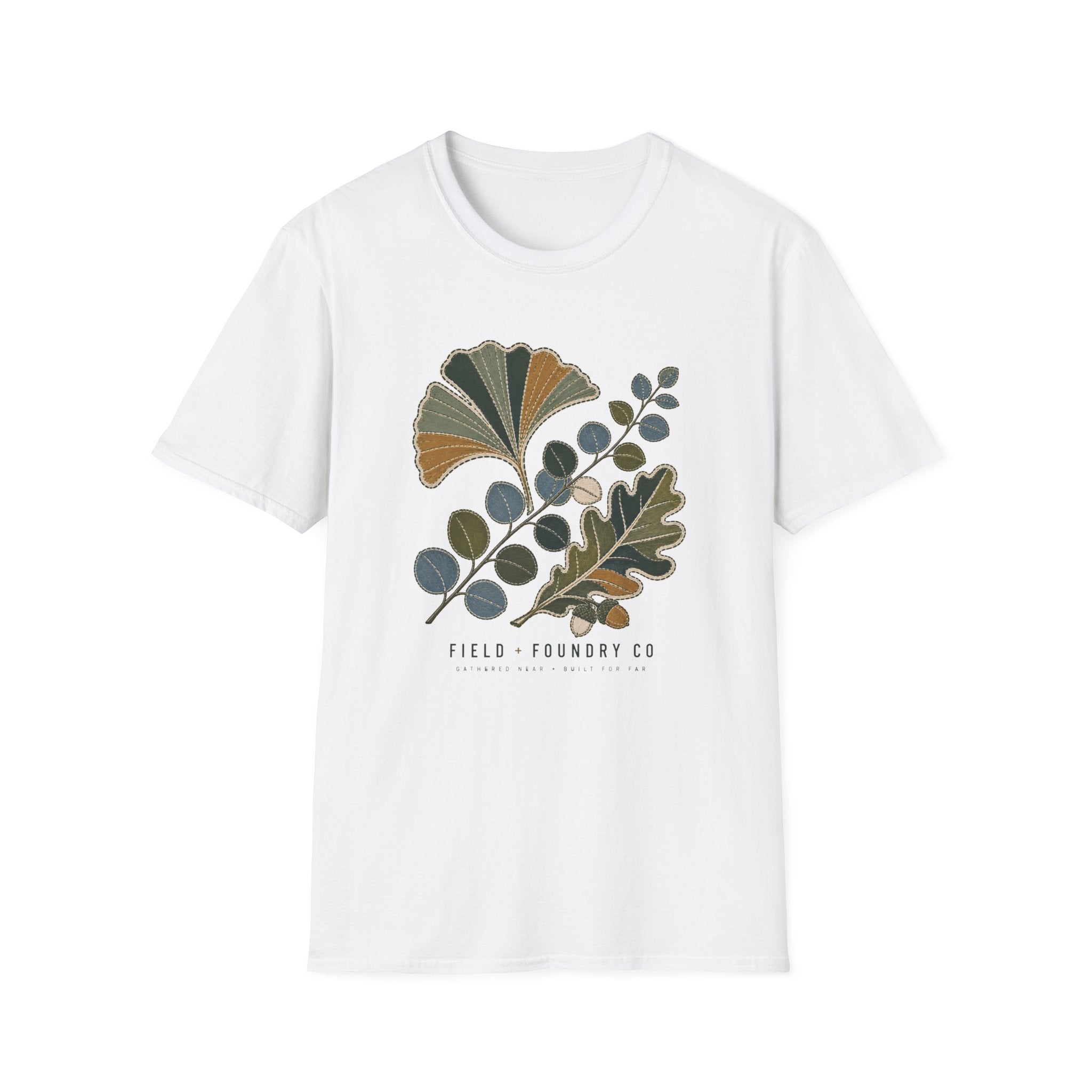 Embroidered Leaf Graphic T-Shirt