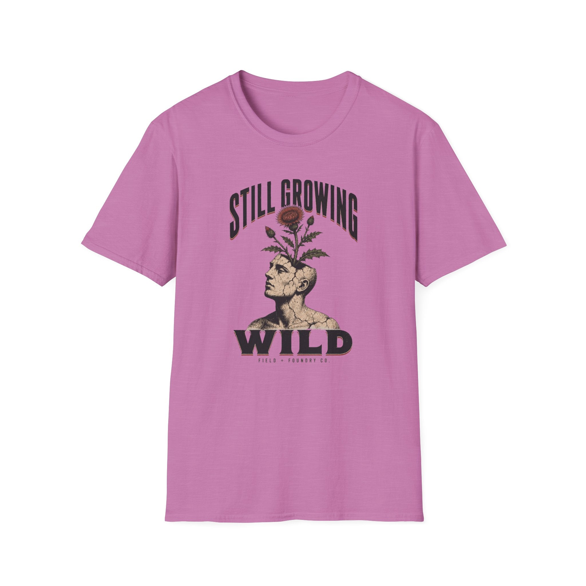 Still Growing Wild T-Shirt — Botanical Head Illustration Motivational Tee