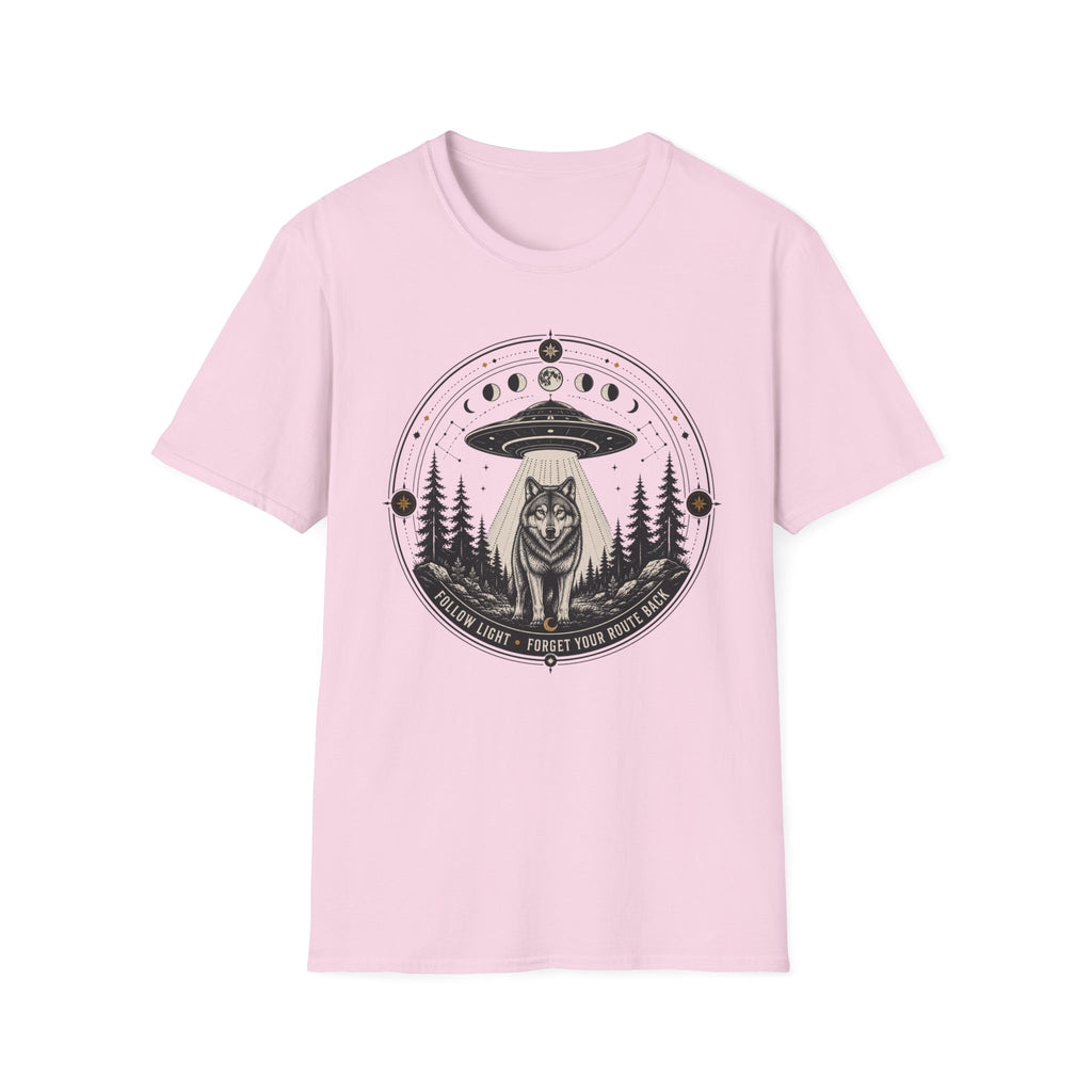 Wolf UFO T-Shirt Mystic Moon Phases Forest Graphic Tee