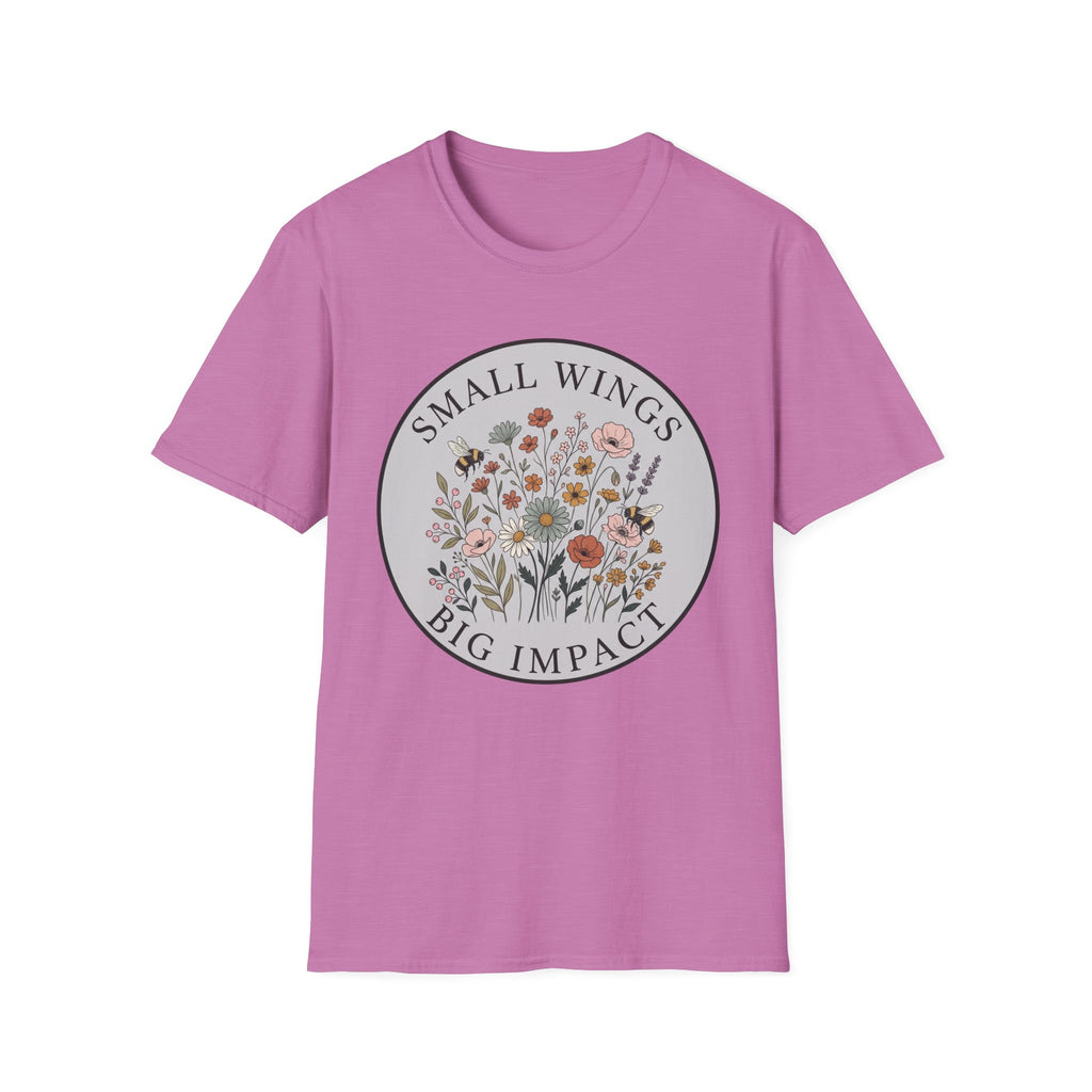 T-Shirt — "Small Wings Big Impact" Floral Graphic Tee