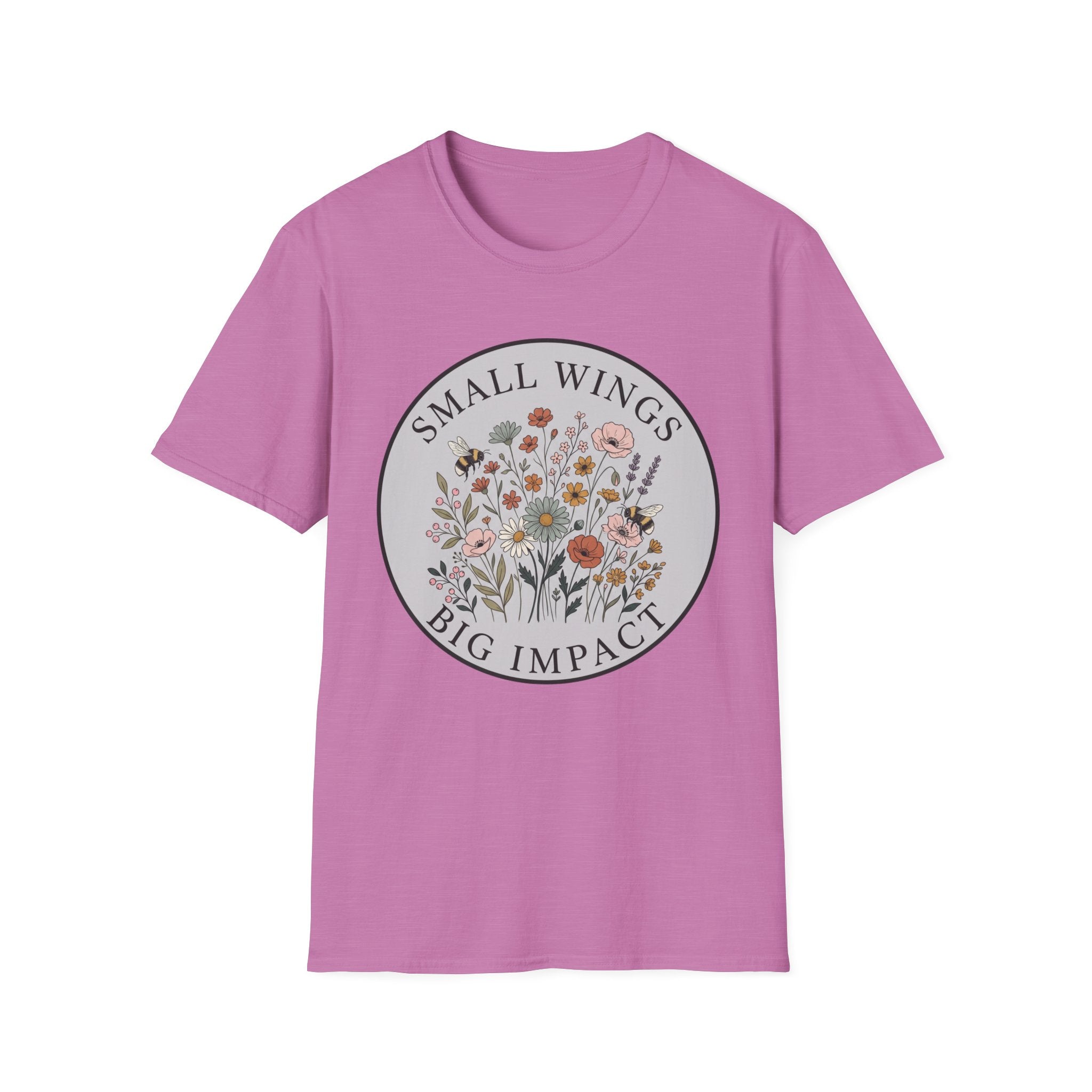 T-Shirt — "Small Wings Big Impact" Floral Graphic Tee