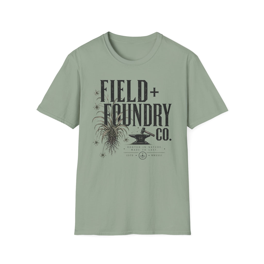 Field + Foundry Co. Vintage Logo T-Shirt Rustic Botanical Graphic Tee