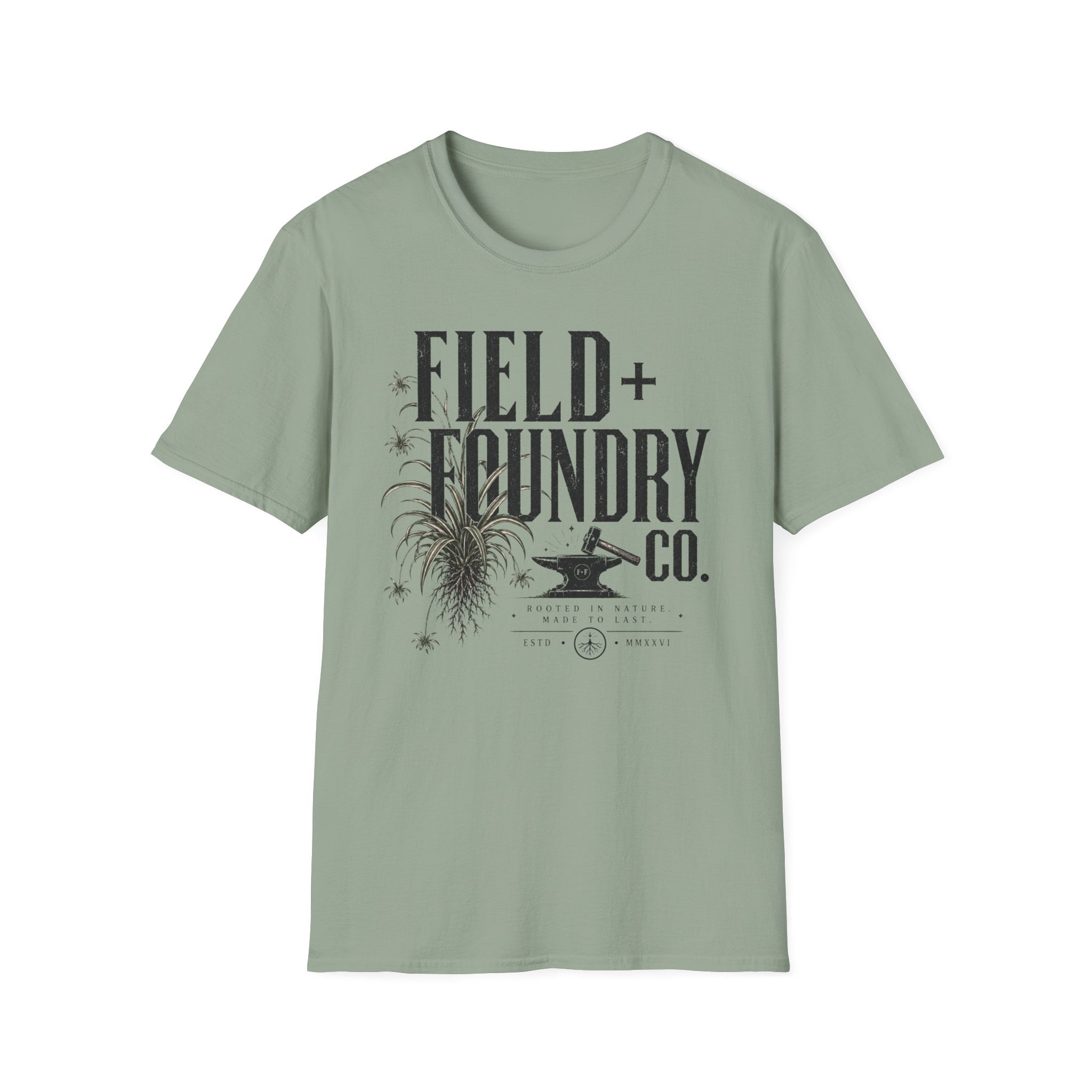 Field + Foundry Co. Vintage Logo T-Shirt Rustic Botanical Graphic Tee