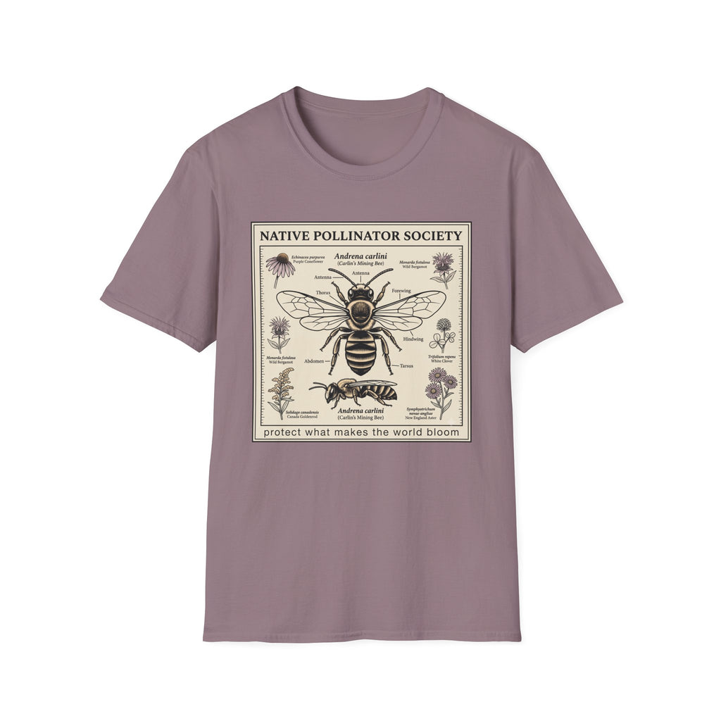 Native Pollinator Society T-Shirt — Bee & Wildflower Conservation Graphic Tee