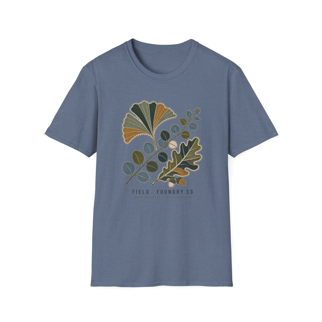 Embroidered Leaf Graphic T-Shirt