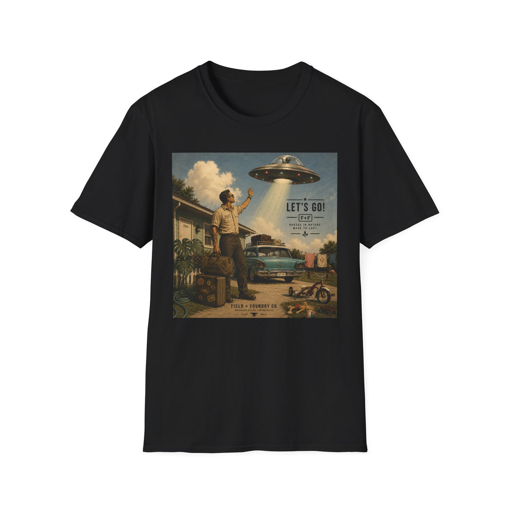 Retro UFO Tee "Let’s Go!" Vintage Alien Abduction Graphic T-Shirt