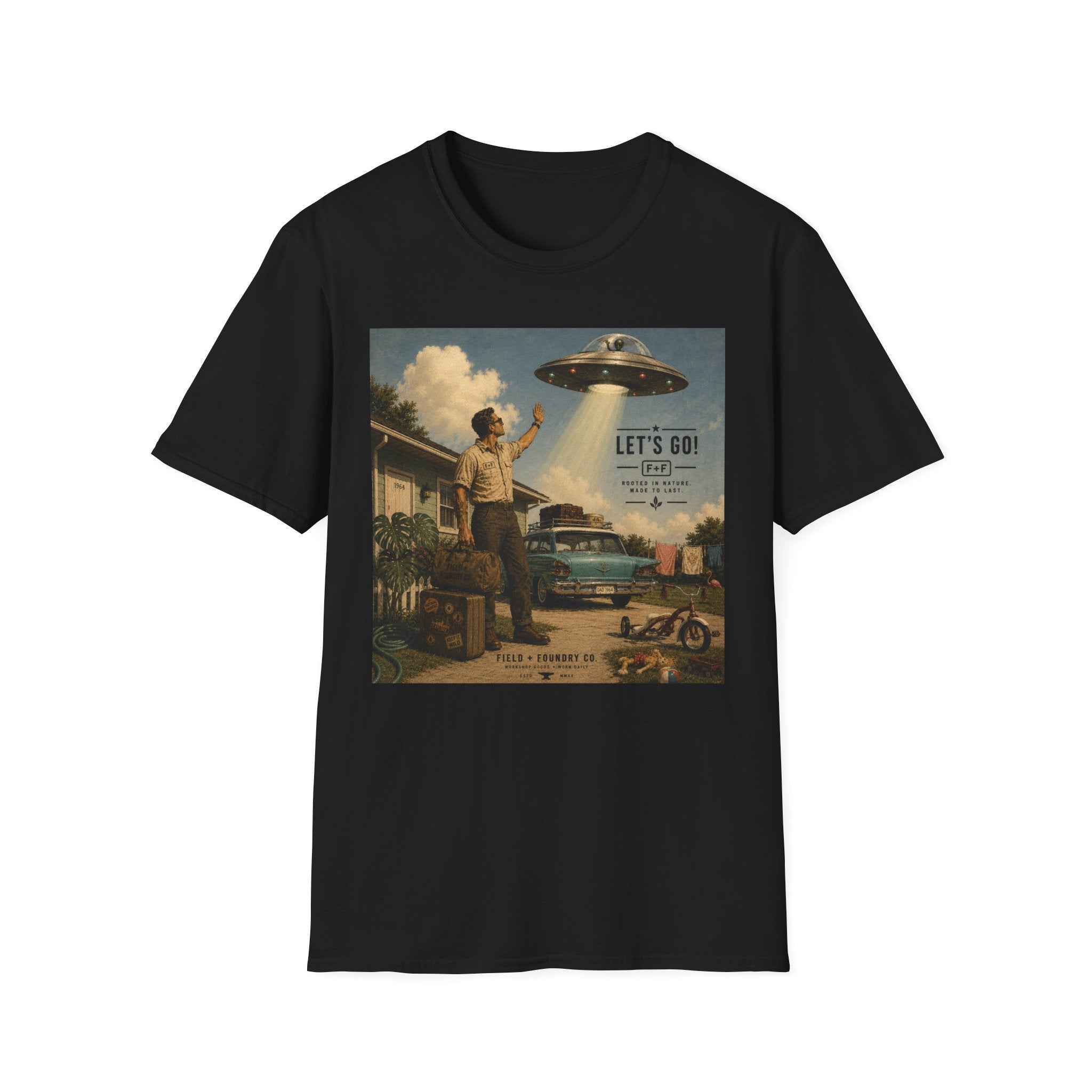 Retro UFO Tee "Let’s Go!" Vintage Alien Abduction Graphic T-Shirt