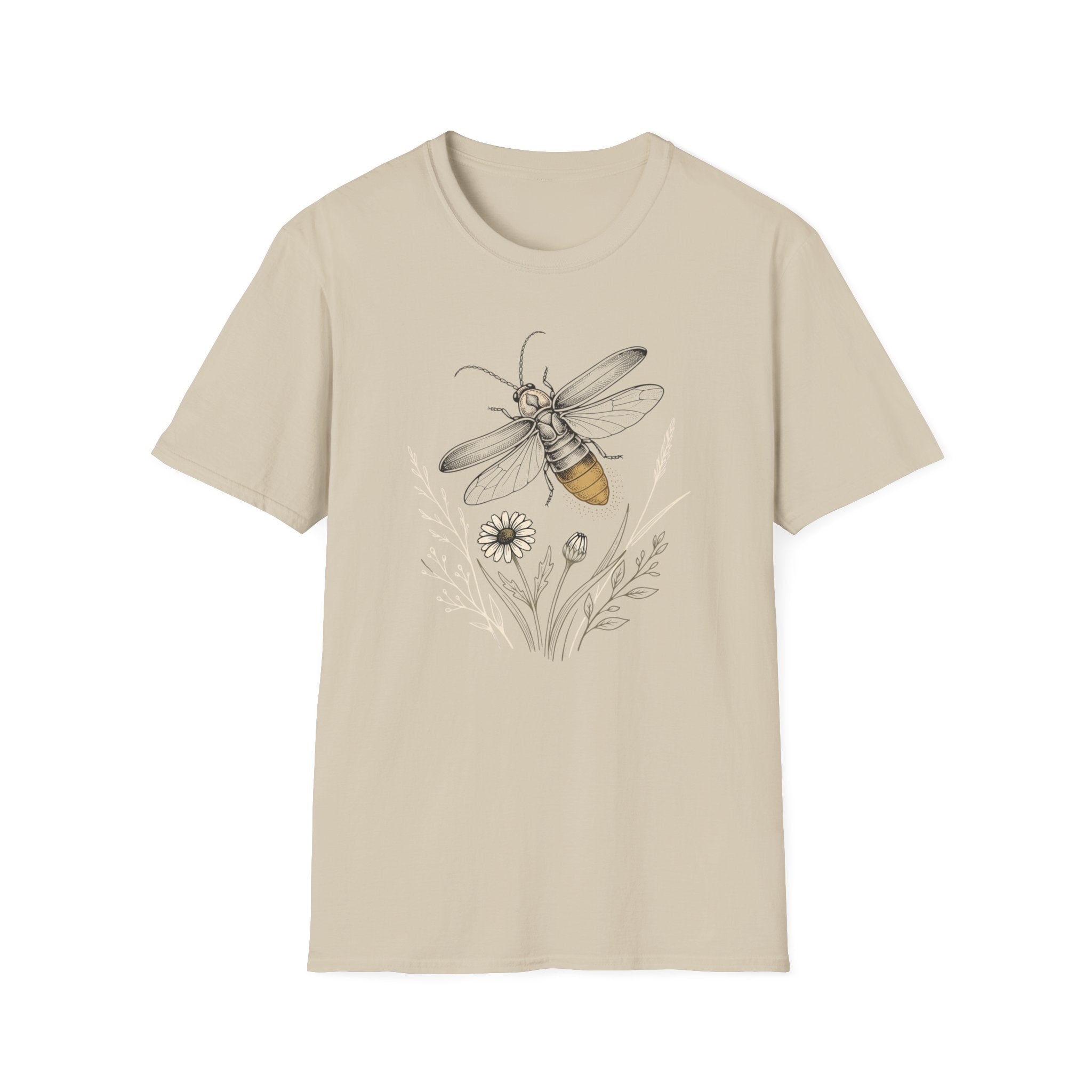 Bee Sketch T-Shirt Vintage Floral Honeybee Graphic Tee