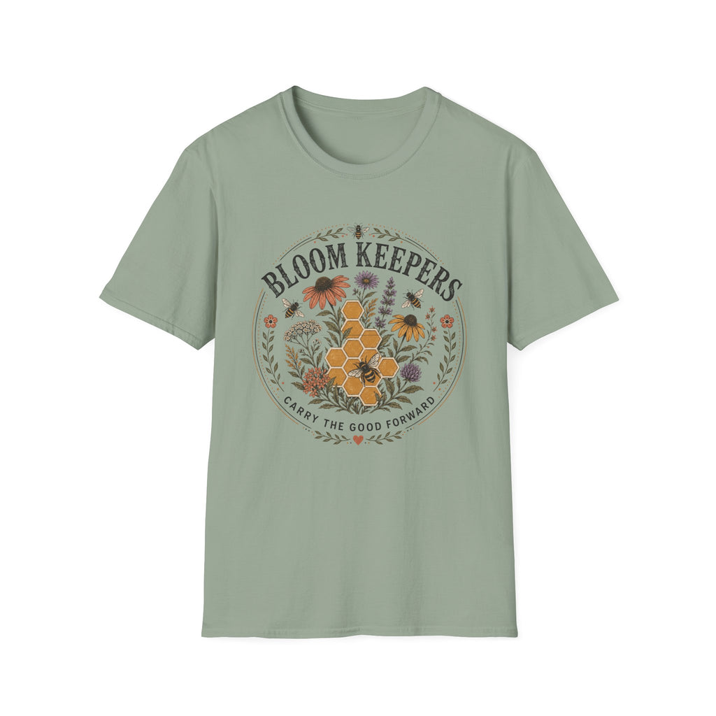 Bloom Keepers T-Shirt Floral Bee & Honeycomb Garden Tee