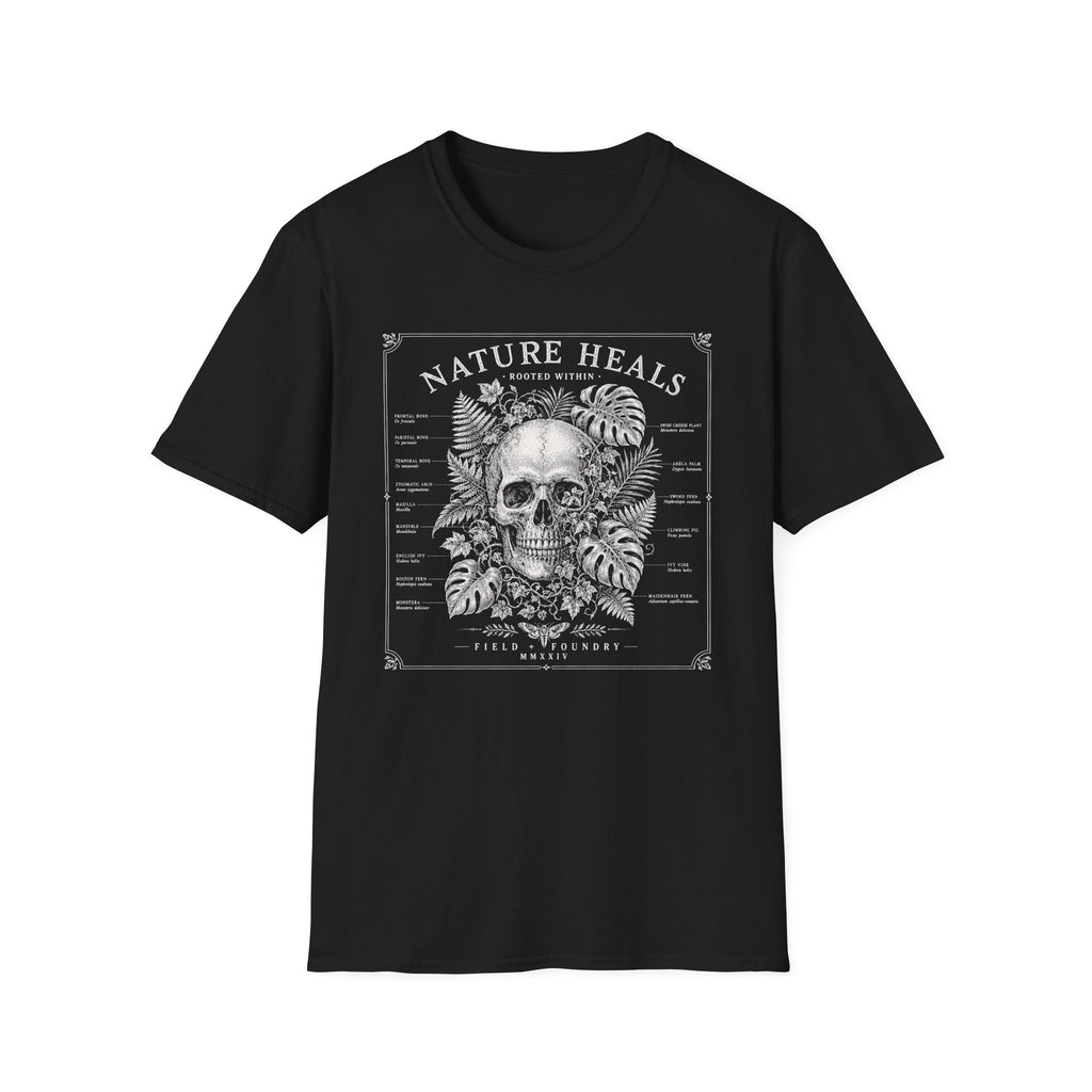 Nature Heals Skull Tee Botanical Skull Graphic T-Shirt
