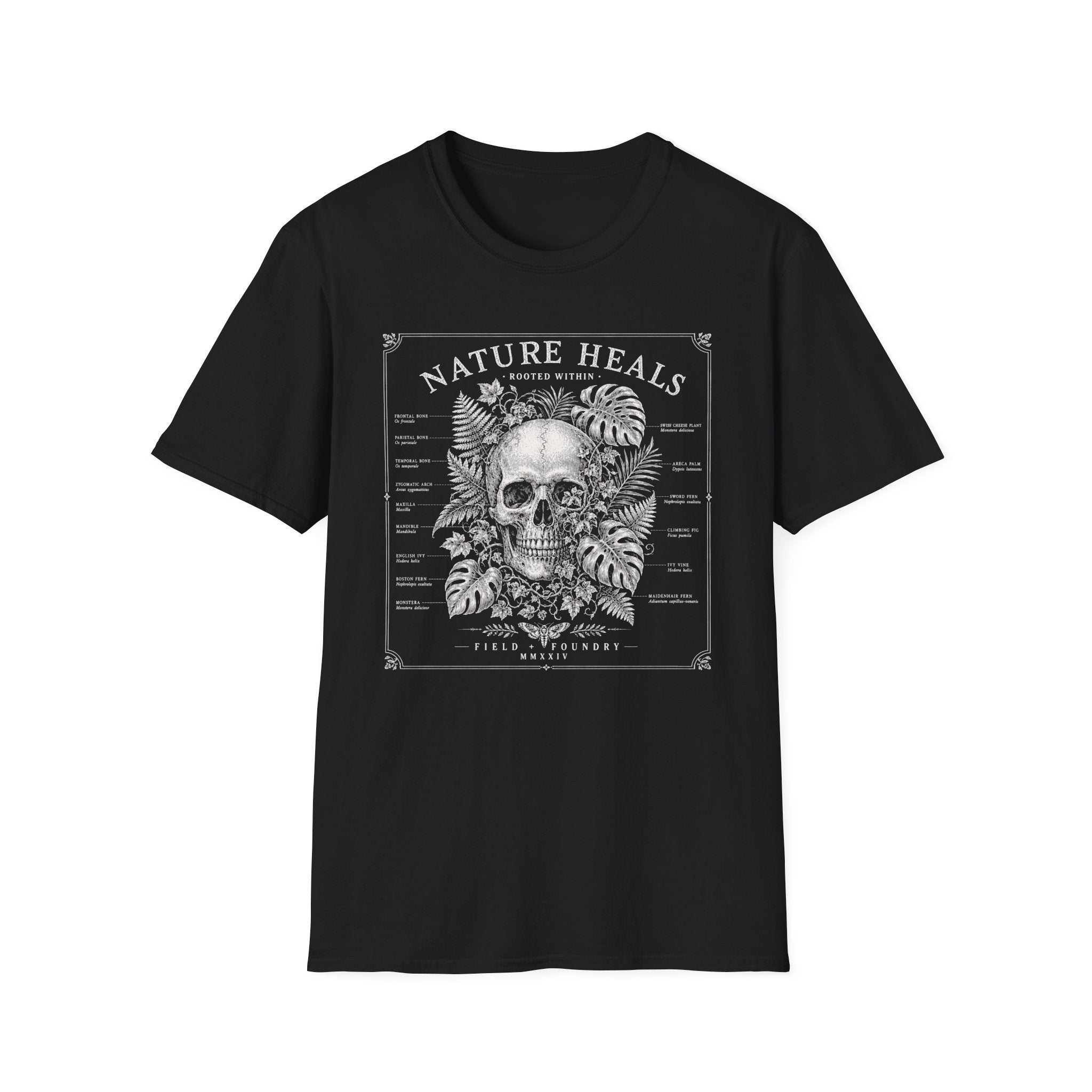 Nature Heals Skull Tee Botanical Skull Graphic T-Shirt
