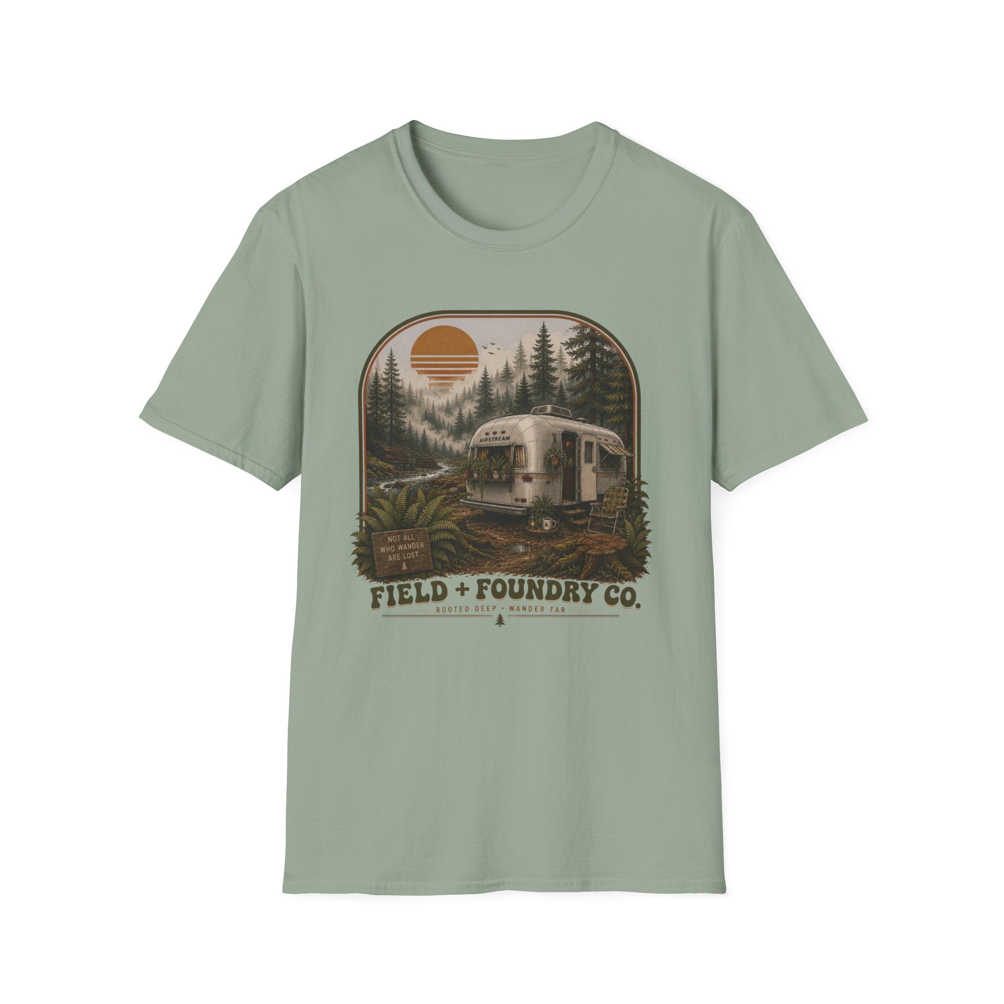 Forest Airstream T-Shirt Retro Sunset