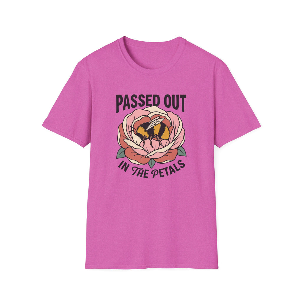 T-Shirt — "Passed Out in the Petals" Bee Floral Graphic Tee