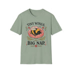 Tiny Wings Big Nap T-Shirt — Cute Bee Floral Graphic Tee
