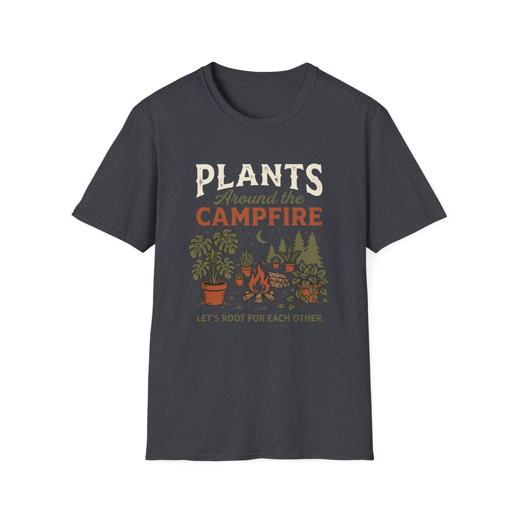 Plants Around the Campfire T-Shirt — Retro Camping Plant Lover Tee