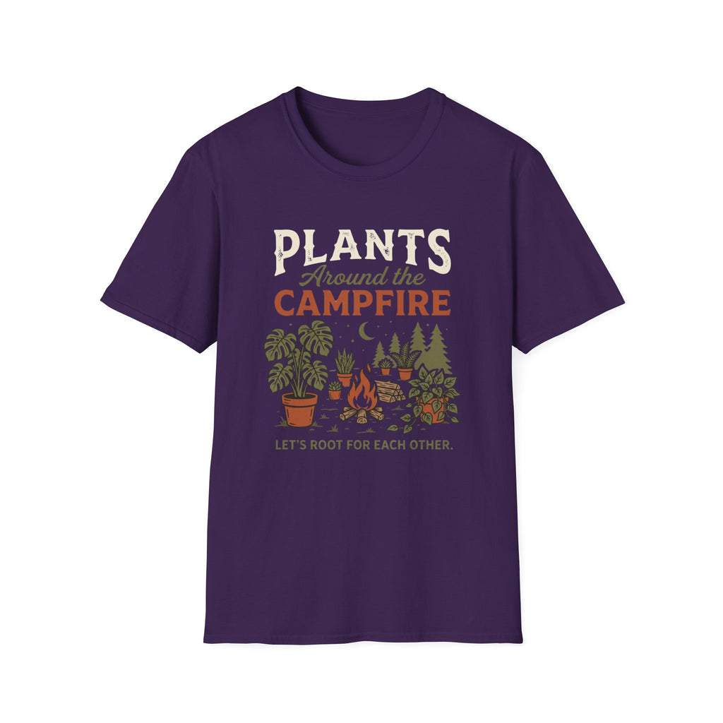 Plants Around the Campfire T-Shirt — Retro Camping Plant Lover Tee