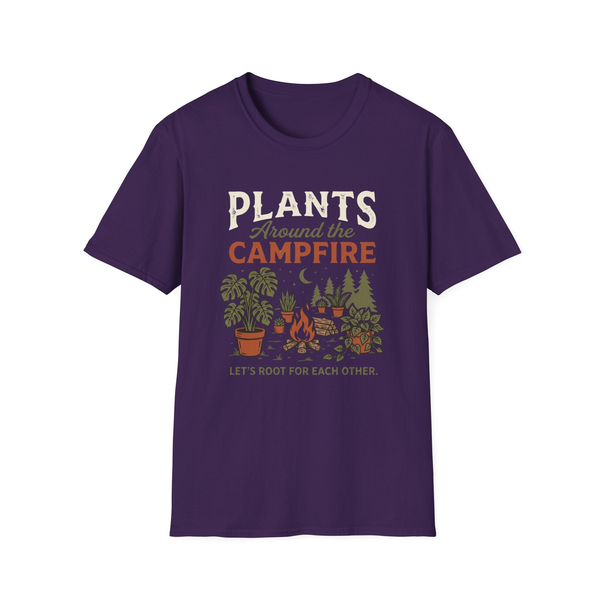 Plants Around the Campfire T-Shirt — Retro Camping Plant Lover Tee