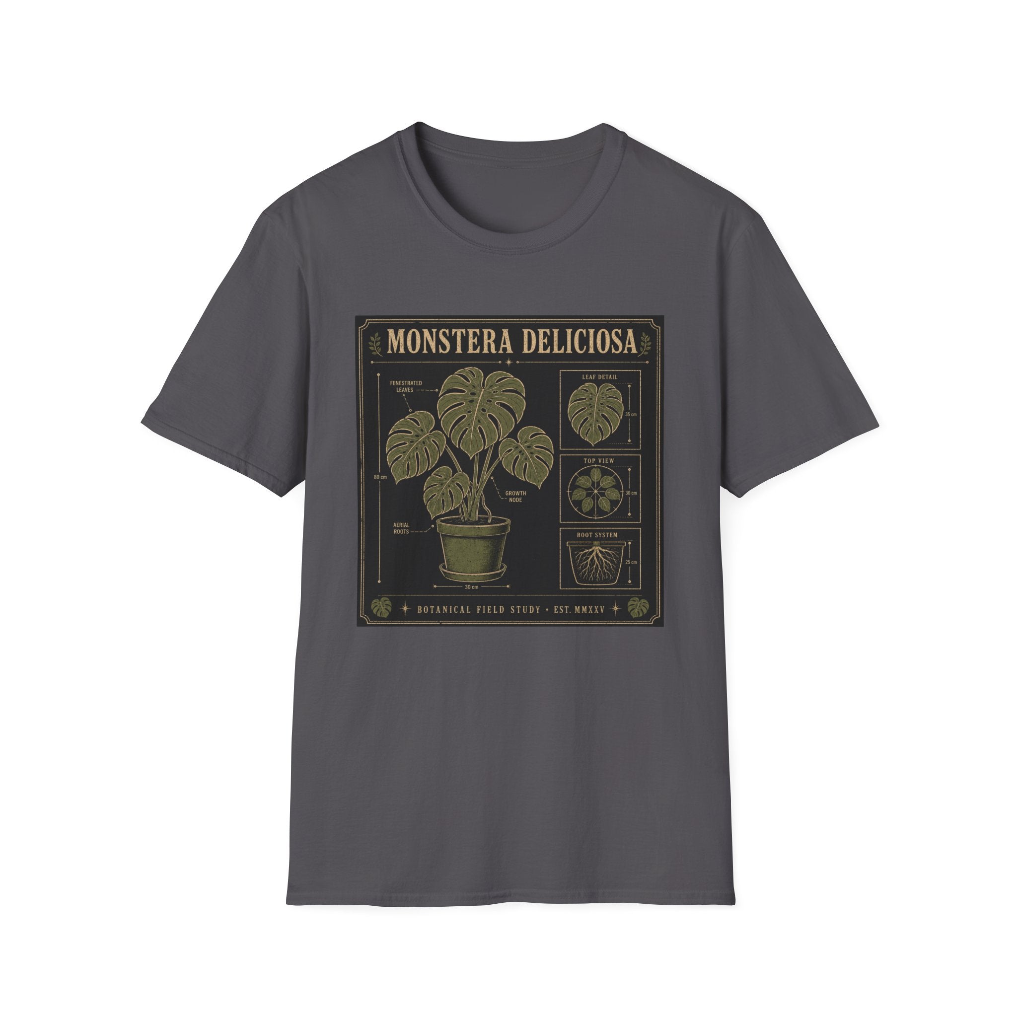 Monstera Deliciosa Plant T-Shirt — Vintage Botanical Illustration Tee