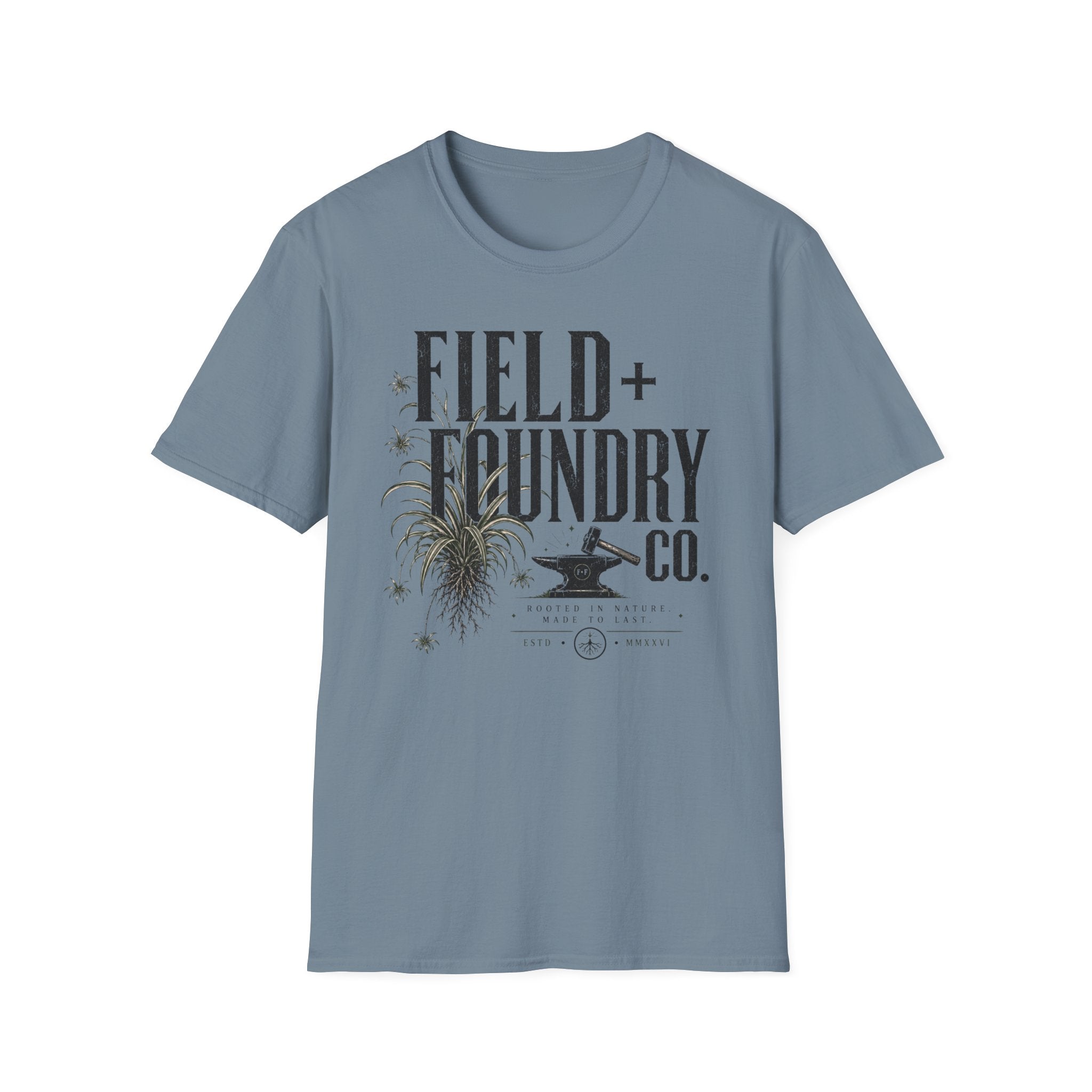 Field + Foundry Co. Vintage Logo T-Shirt Rustic Botanical Graphic Tee