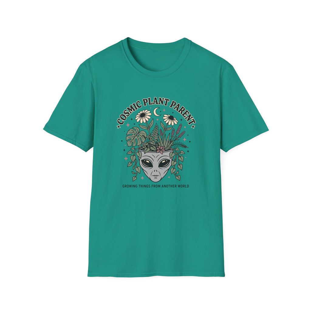 Cosmic Plant Parent T-Shirt Whimsical Alien & Botanical Graphic